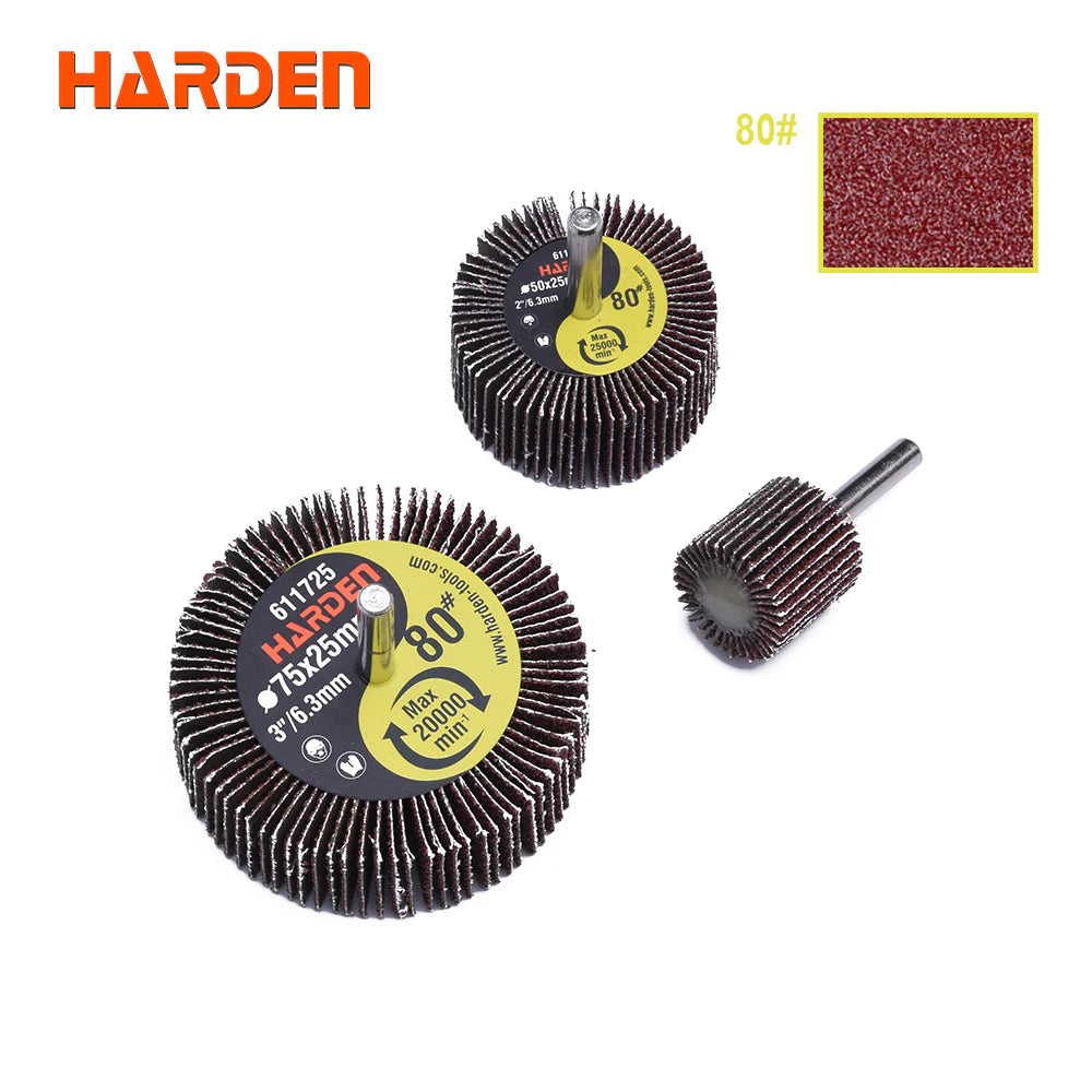 Harden Professional 25mm x 25mm Flap Wheel with 6.3mm Shaft – 120 Grit | 611705