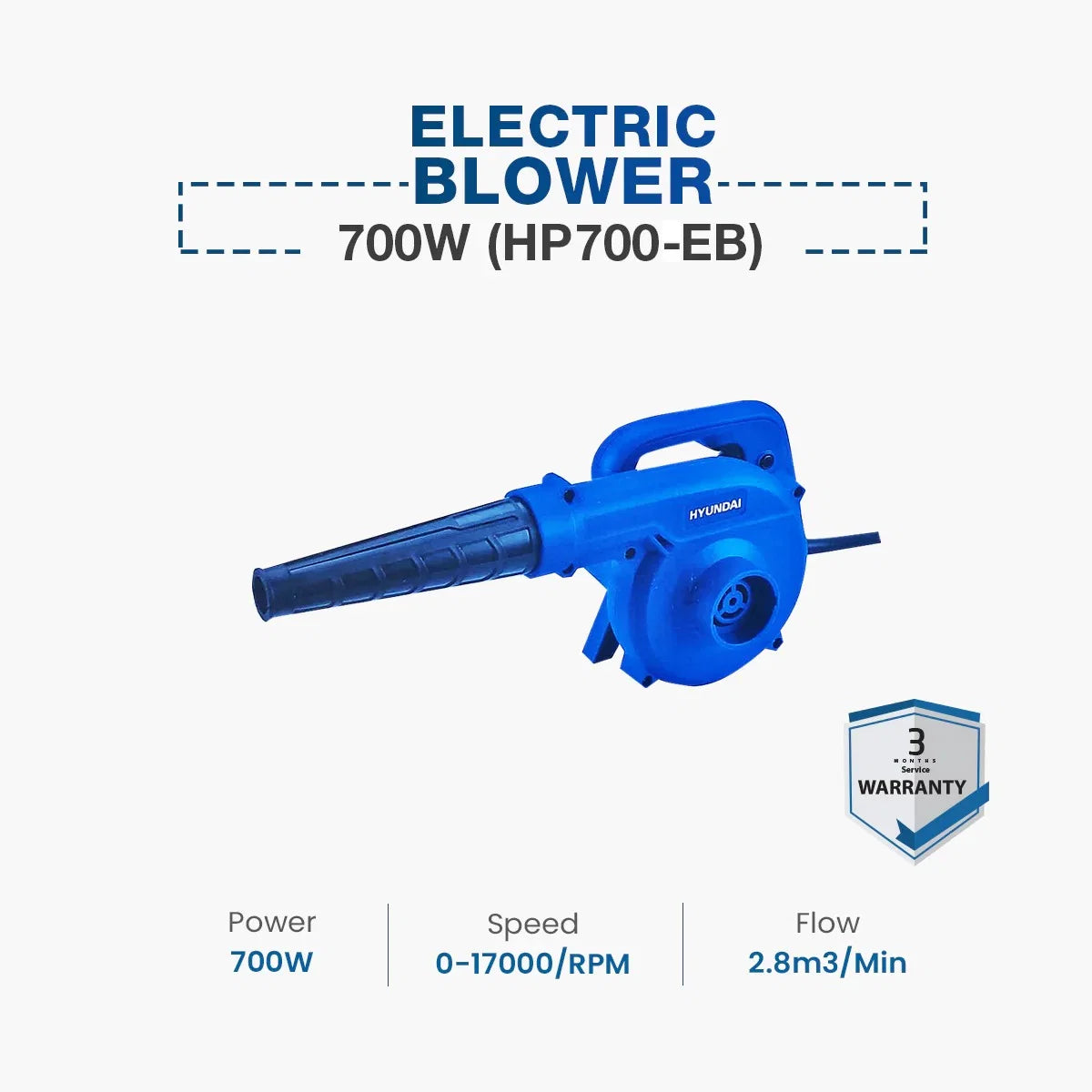 Hyundai Electric Blower 700W 17000RPM Hyundai