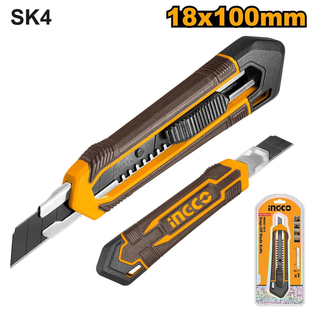 INGCO Snap-Off Blade Knife - 18mm SK5 Steel Blade | HKNS11815