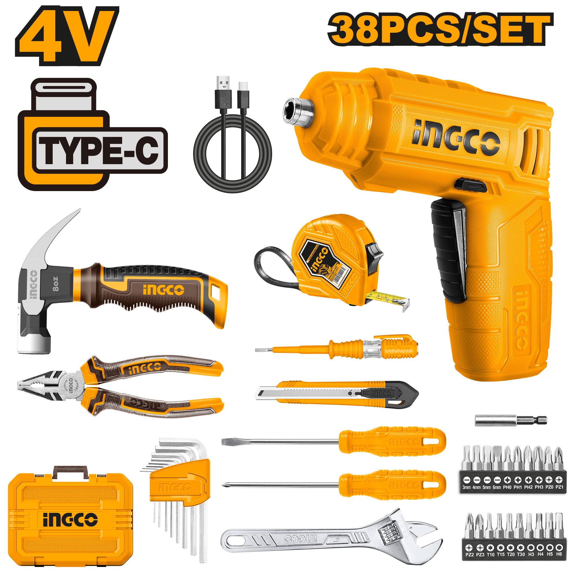 INGCO HKTHP10381 38 Pcs Tool Set | Cordless Screwdriver Kit | Marvisons
