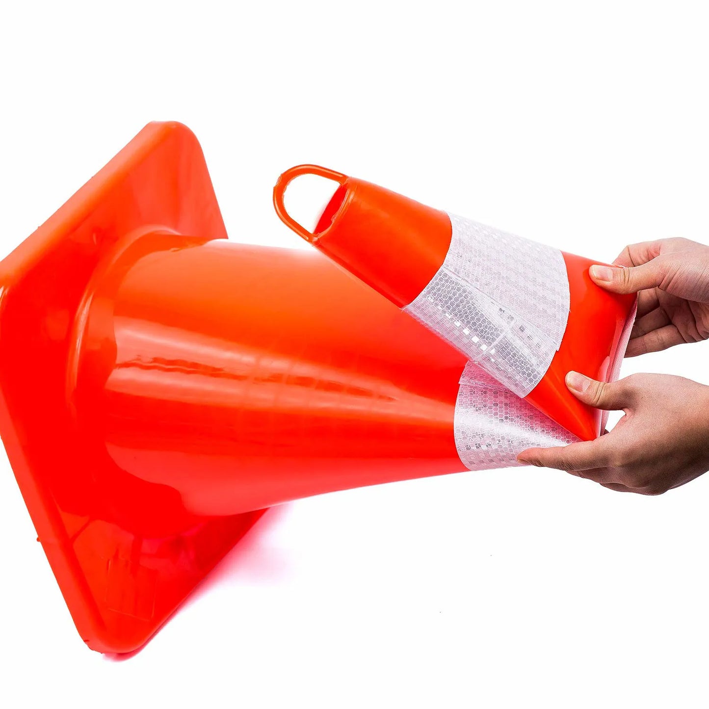 Road Safety PVC Waterproof Orange White Reflective Tape Traffic Cone