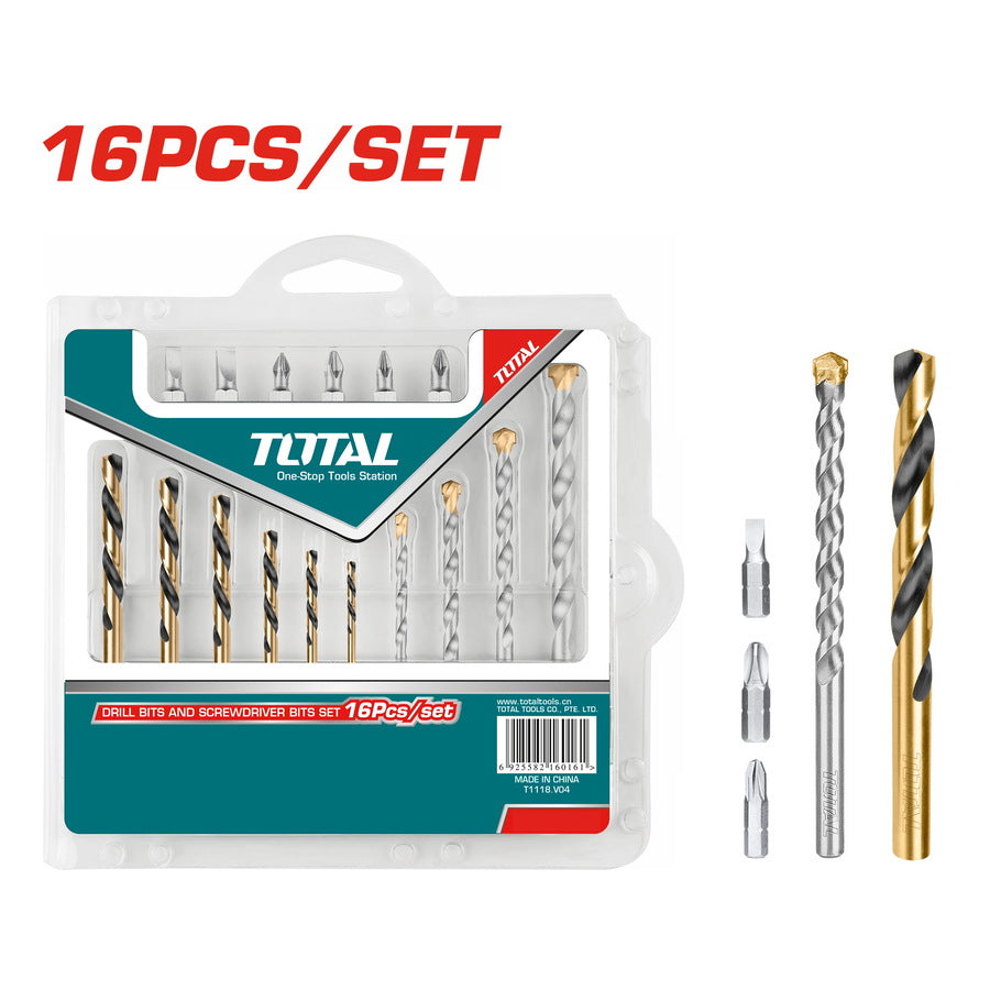 TOTAL 16 Pcs Drill & Screwdriver Bit Set | TACSD3165 Total