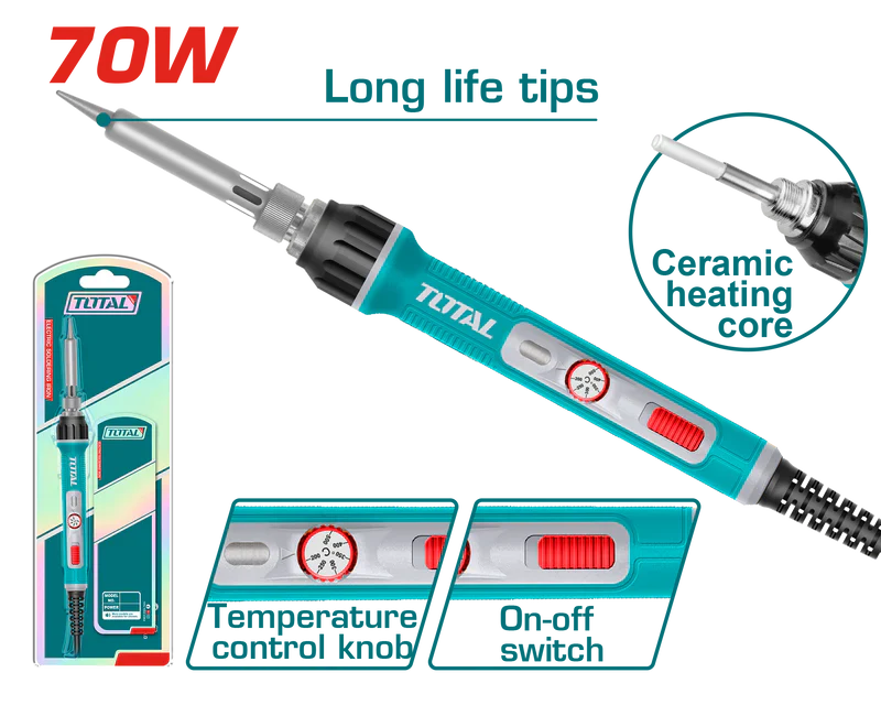 TOTAL TET01606 70W Electric Soldering Iron - Straight Tip