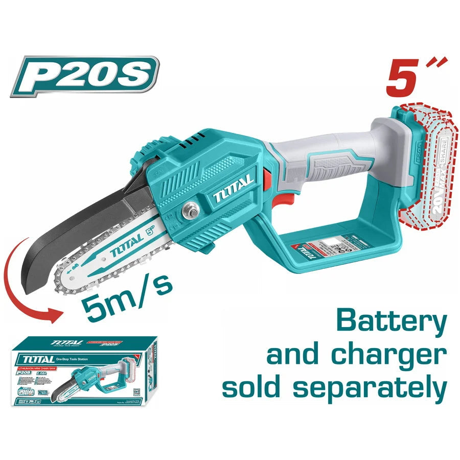 Total 20V Cordless Pruner Saw 5-Inch Mini Chainsaw | TGSLI2058 Total