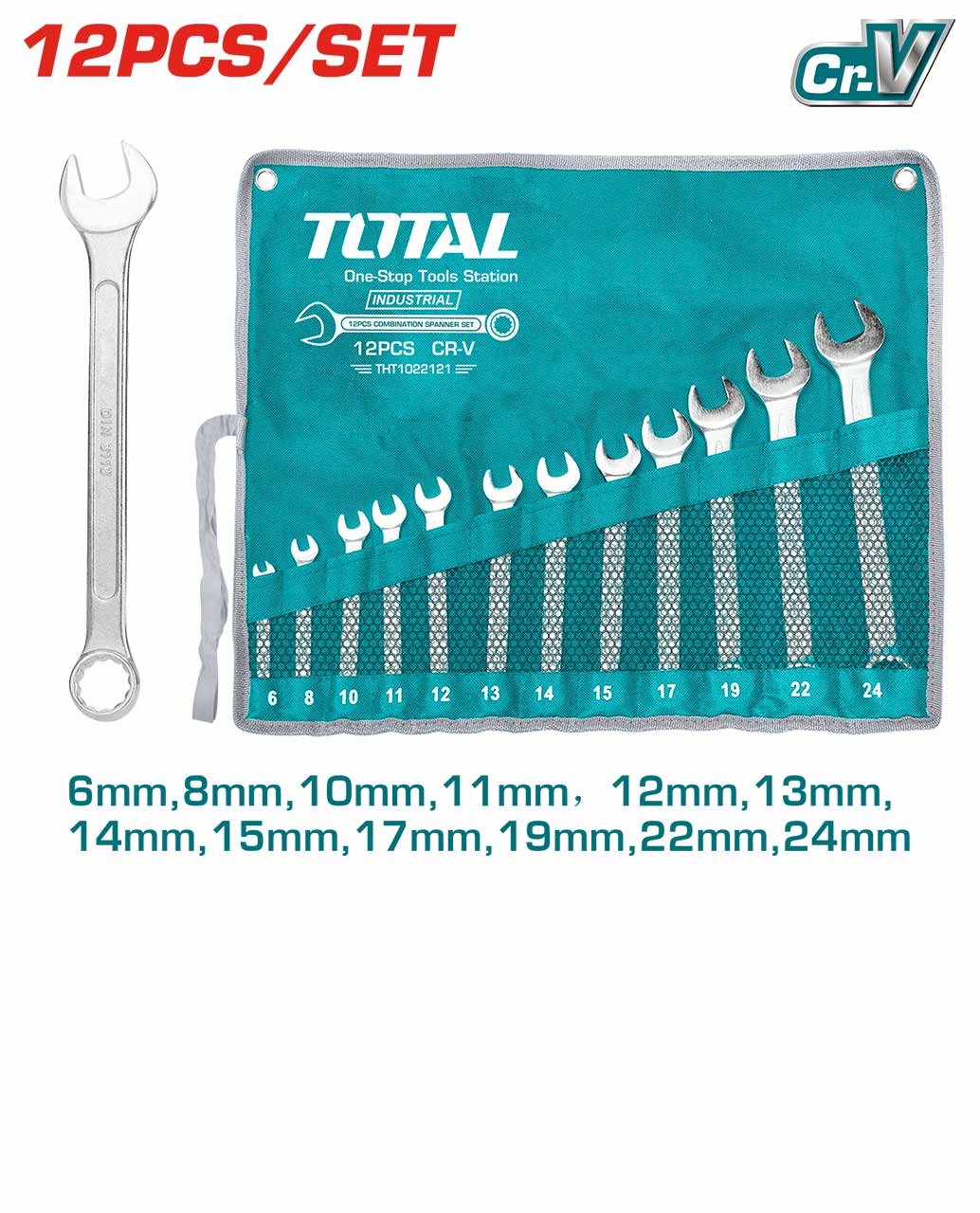 Total 12 Pcs Combination Spanner Set THT1022121