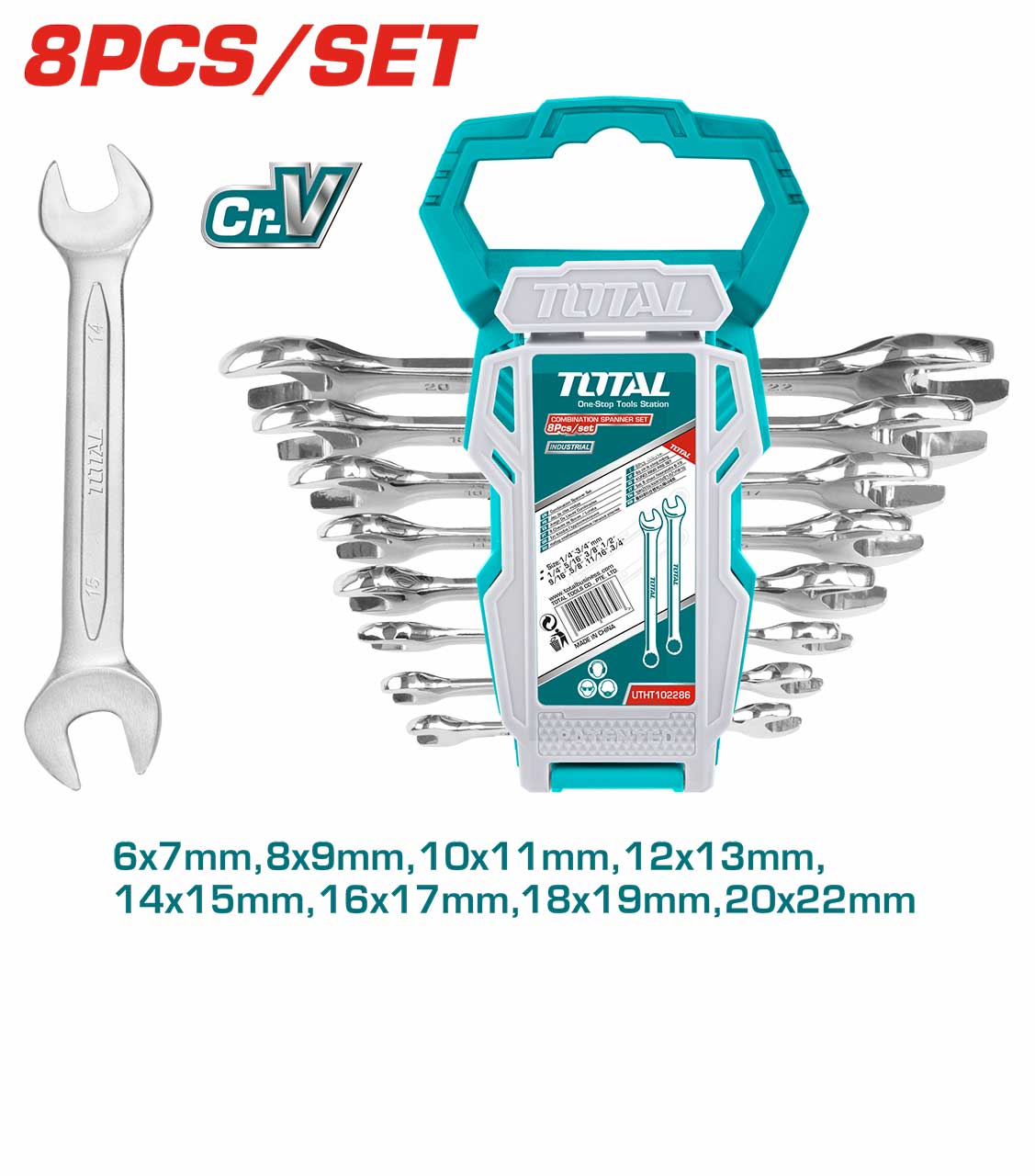 Total 8 Pcs Double Open End Spanner Set THT102386