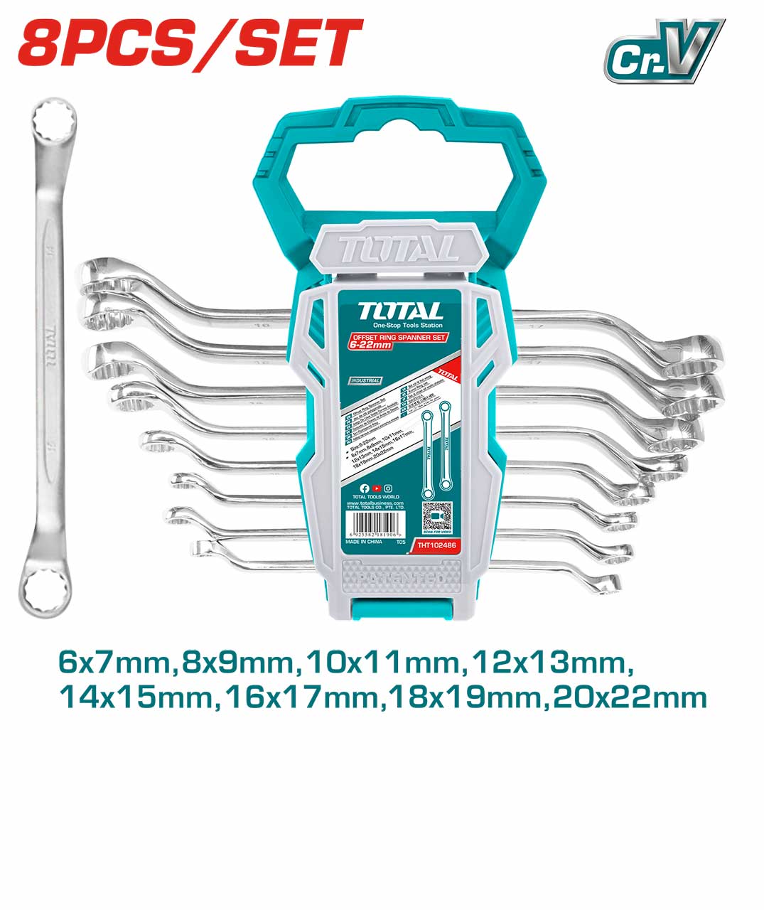 Total 8 Pcs Offset Ring Spanner Set THT102486