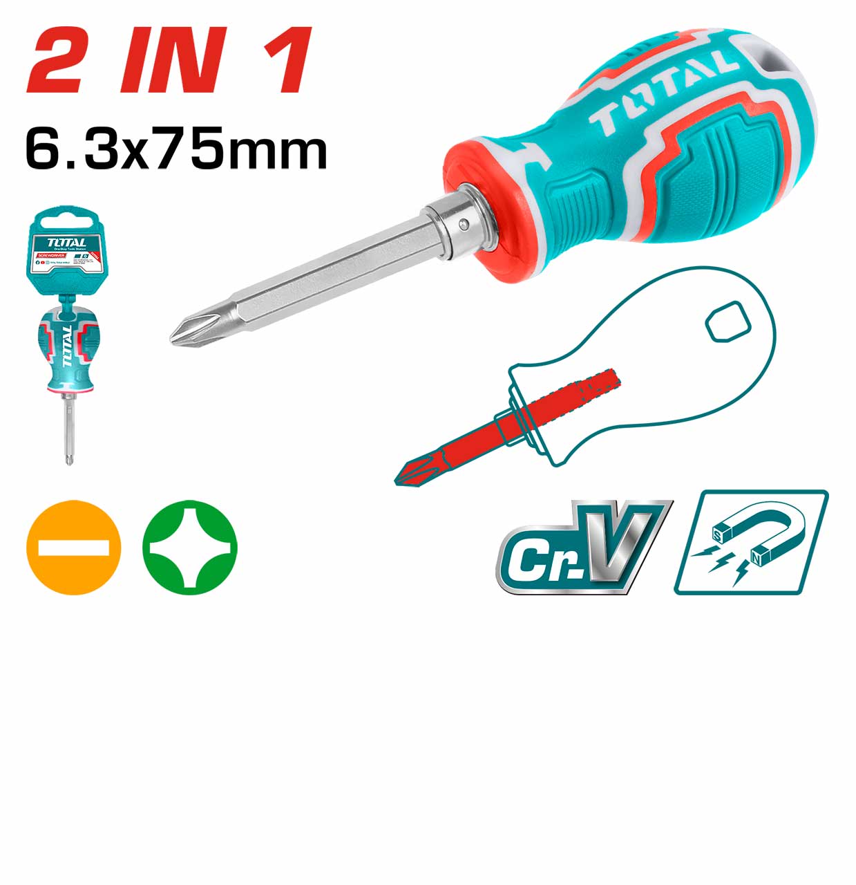 Total 2 IN 1 Screwdriver Set THT250216