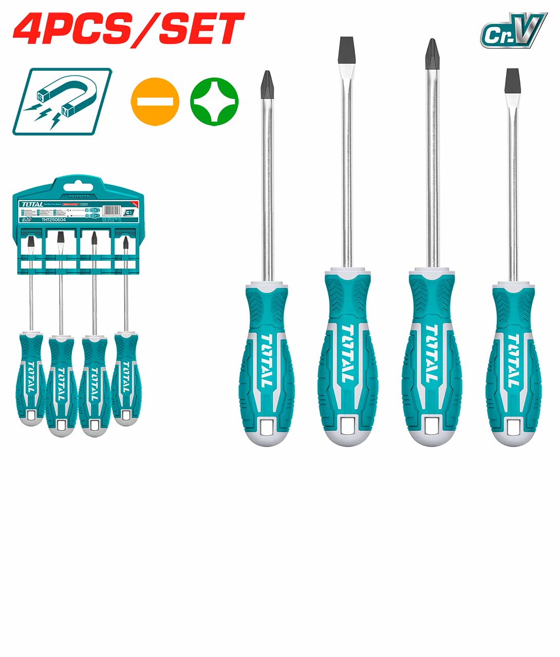 Total 4 pcs Screwdriver Set THT250604