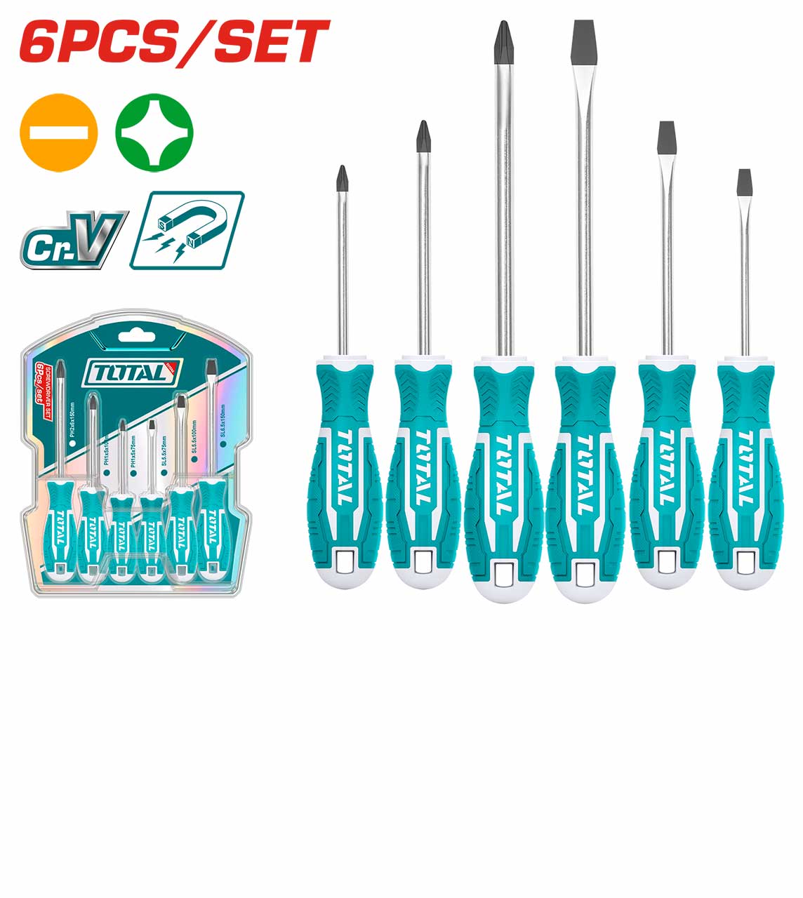 Total 6 Pcs Screwdriver Set THT250606