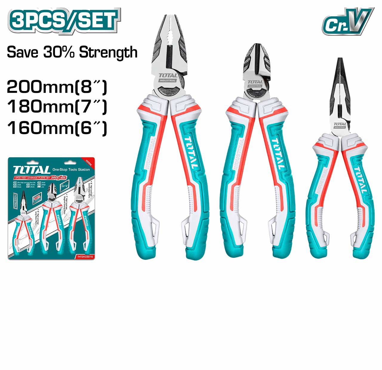 Total 3Pcs High Leverage Pliers Set THT2K0301S