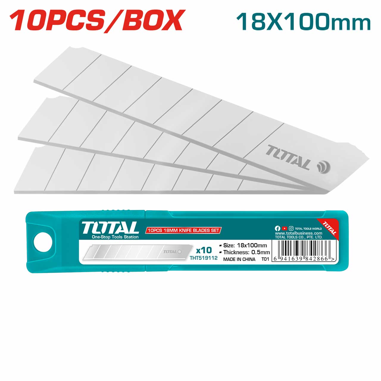 Total 10 Pcs 18mm Knife Blades Set THT519112