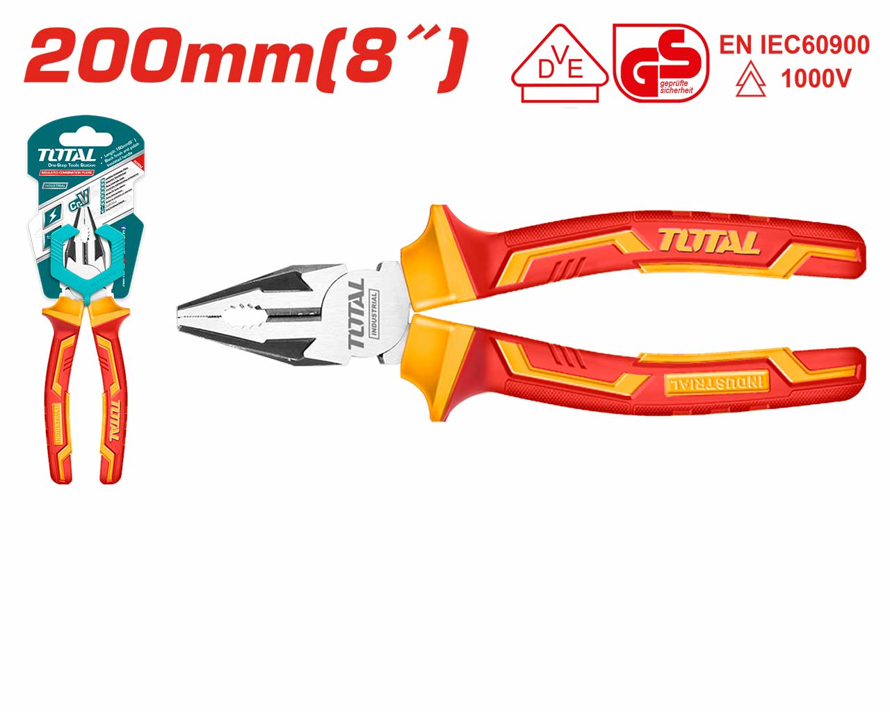 TOTAL 8" Insulated Combination Pliers 1000V | THTIP2181
