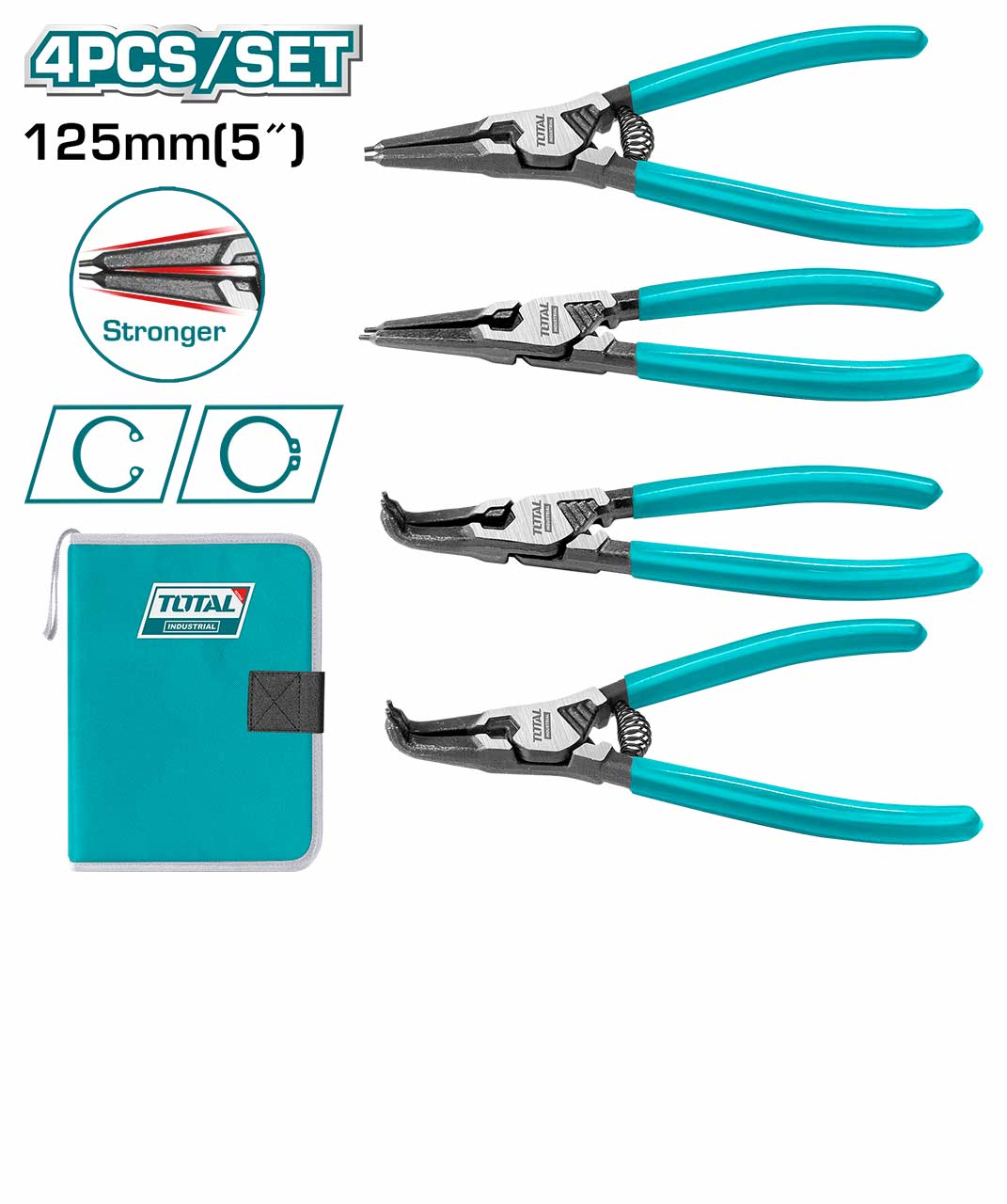 Total 4 Pcs Circlip Pliers Set THTJ214041