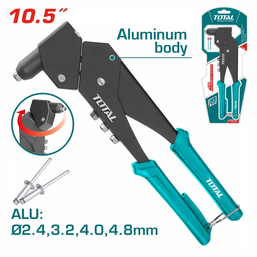 TOTAL 10.5" Heavy Duty 360° Swivel Head Hand Riveter | THT32106