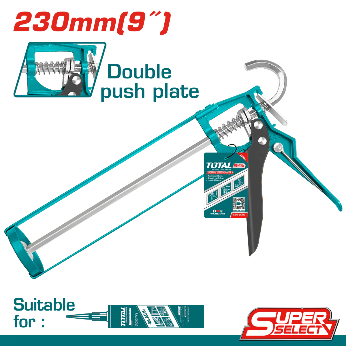TOTAL THT21309 9-Inch Professional Aluminum Caulking Gun