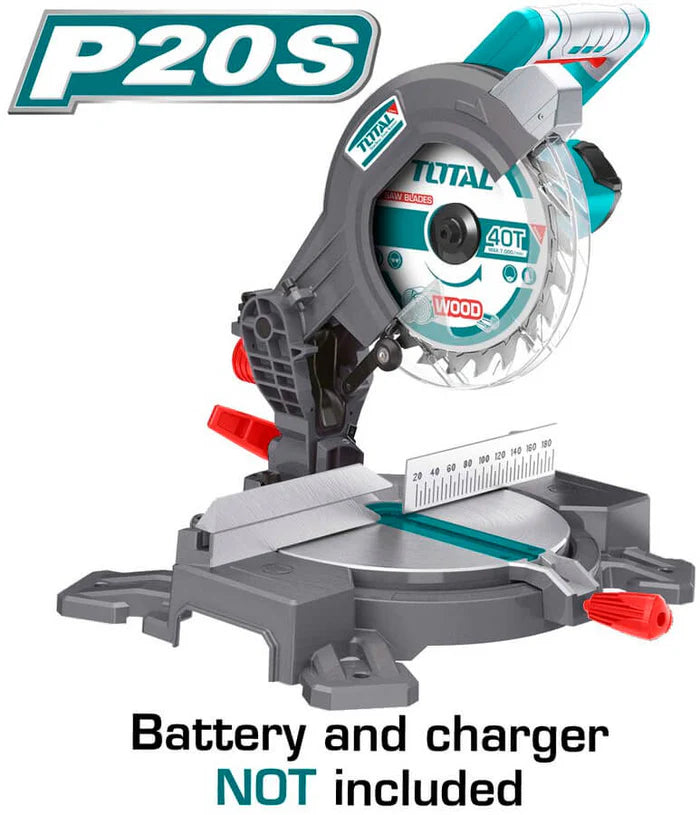TOTAL TMS2001 20V Cordless Mitre Saw with 210mm Blade and Dust Bag