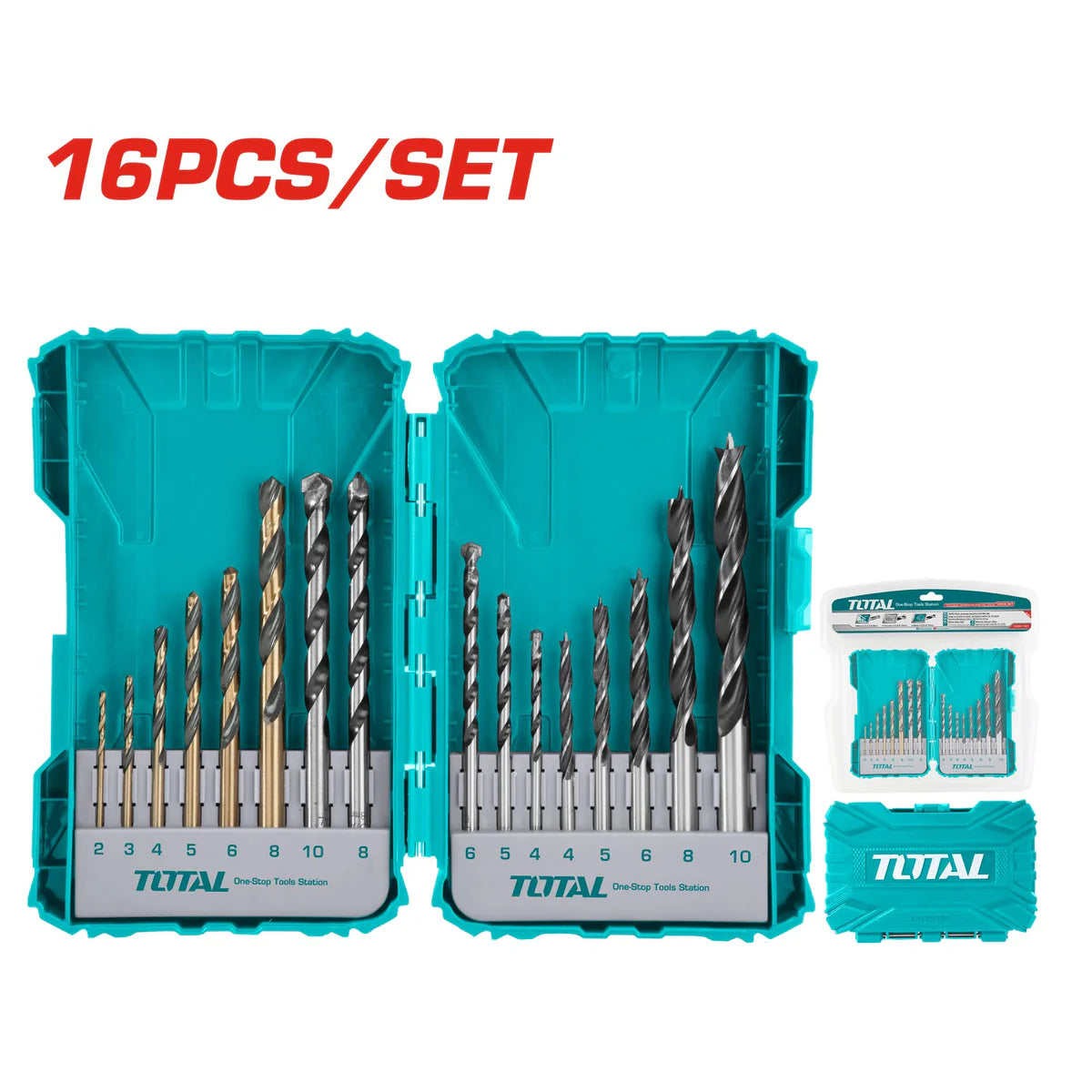 TOTAL TACSDL11601 16 Pc Metal, Concrete & Wood Drill Set