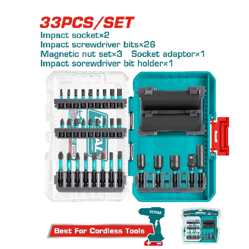 TOTAL TACSDL63306 33 Pc Impact Rated Bit and Socket Set