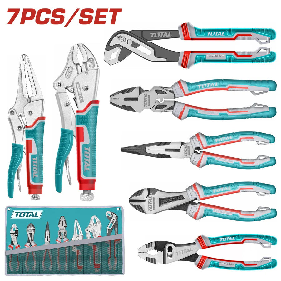 TOTAL TOS23055 7 Pc Heavy Duty Pliers Set Locking & Combo