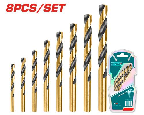 TOTAL TACSD0801 8 Pc HSS Twist Drill Bit Set for Metal & Wood