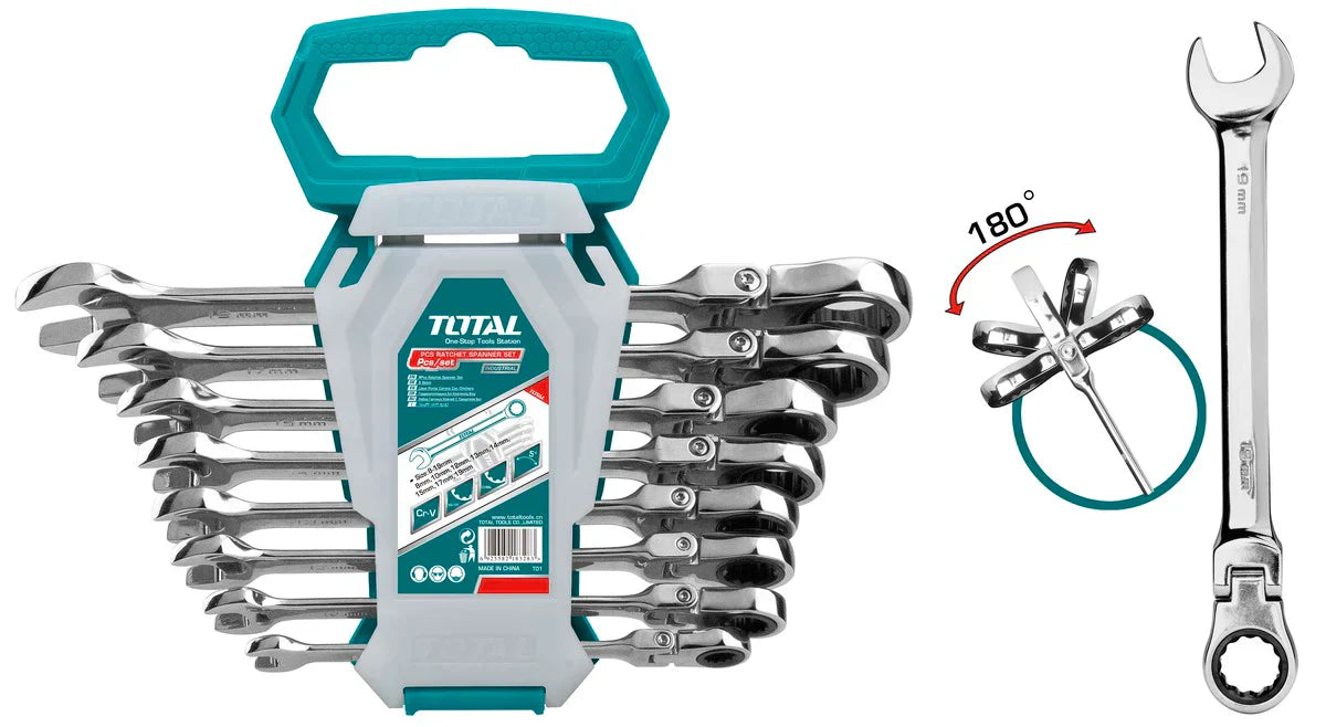 TOTAL THT102RK586 8 Pcs Flexible Ratchet Wrench Set