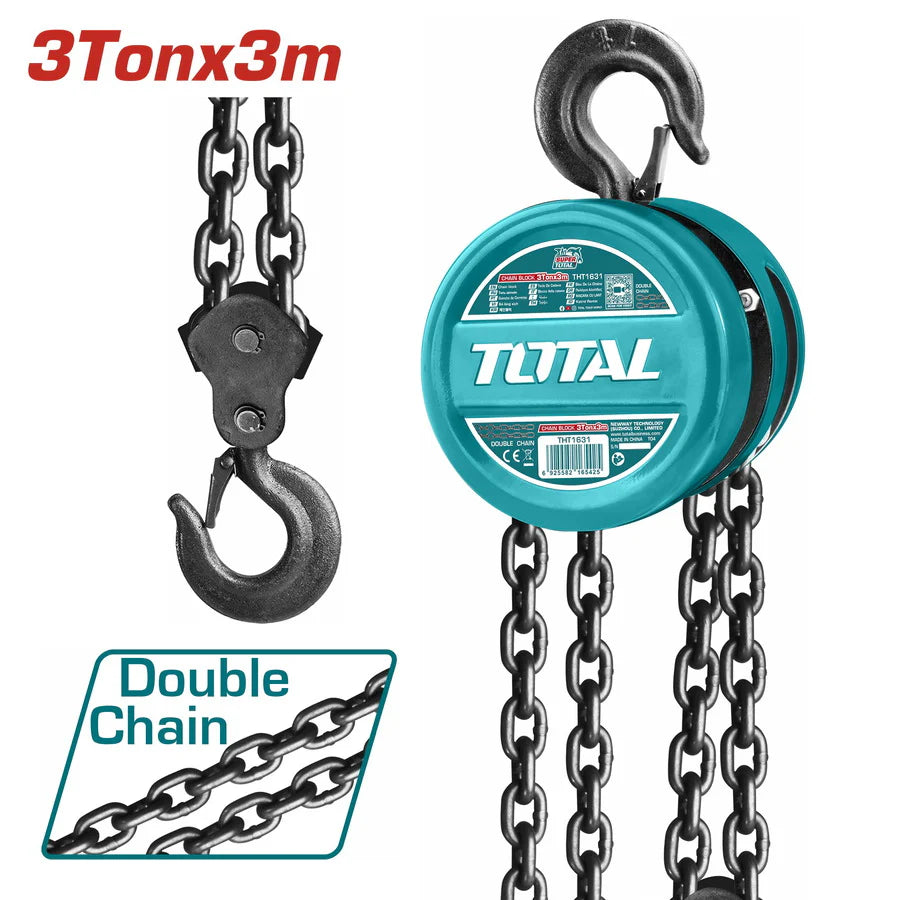 Total 3 Ton Chain Block Hoist THT1631 - 3m Lift Height