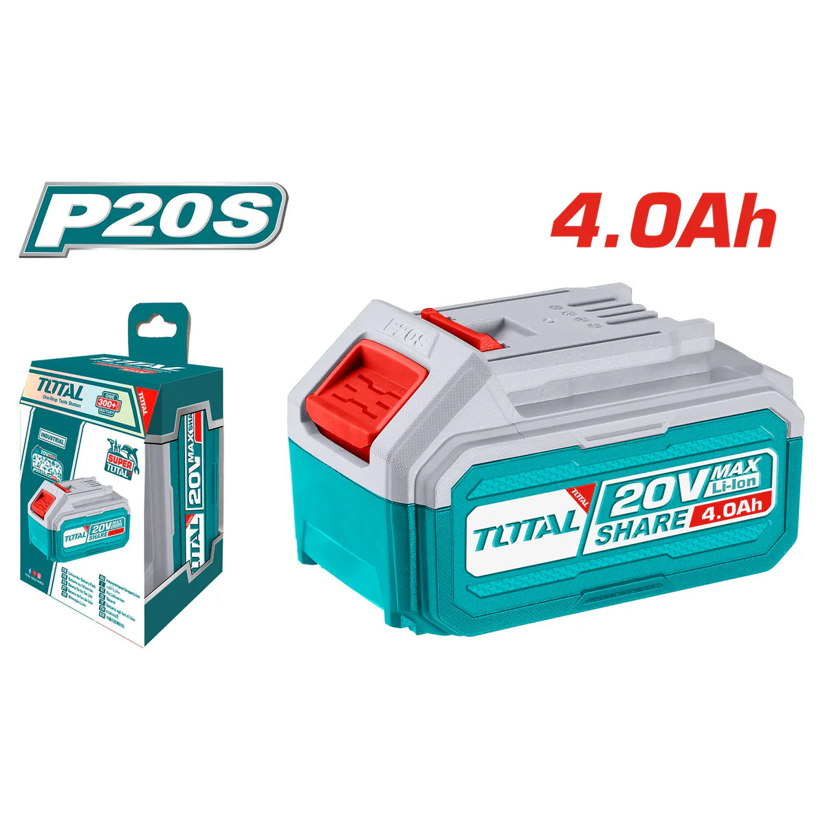 TOTAL 20V P20S Lithium-Ion 4.0Ah High-Capacity Battery TFBLI20021
