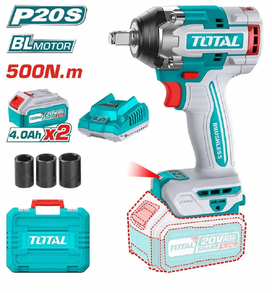 TOTAL 20V Lithium-Ion Brushless Impact Wrench TIWLI2050