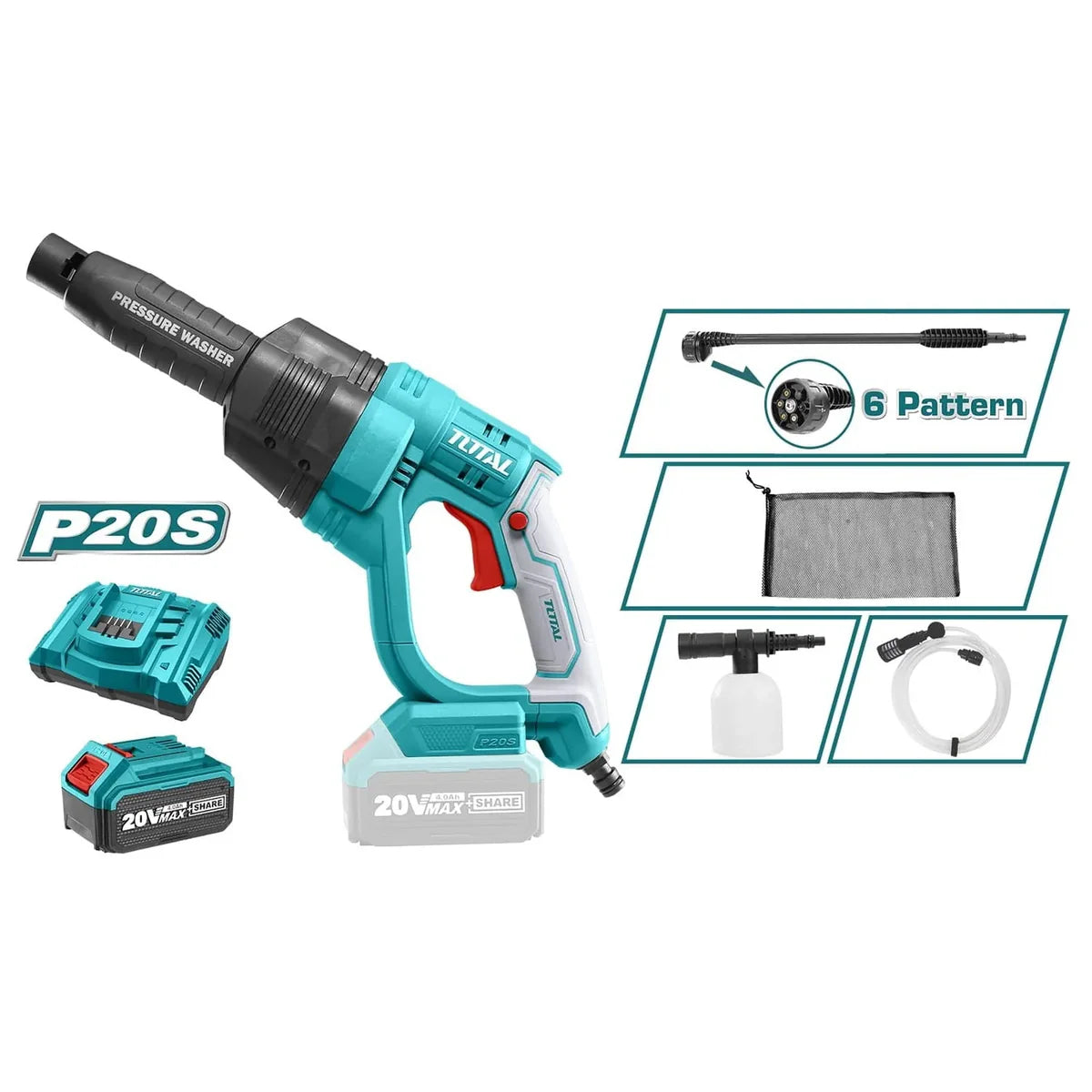 Total  20V Lithium-Ion Cordless Pressure Washer 24.8 Bar | TPWLI2008