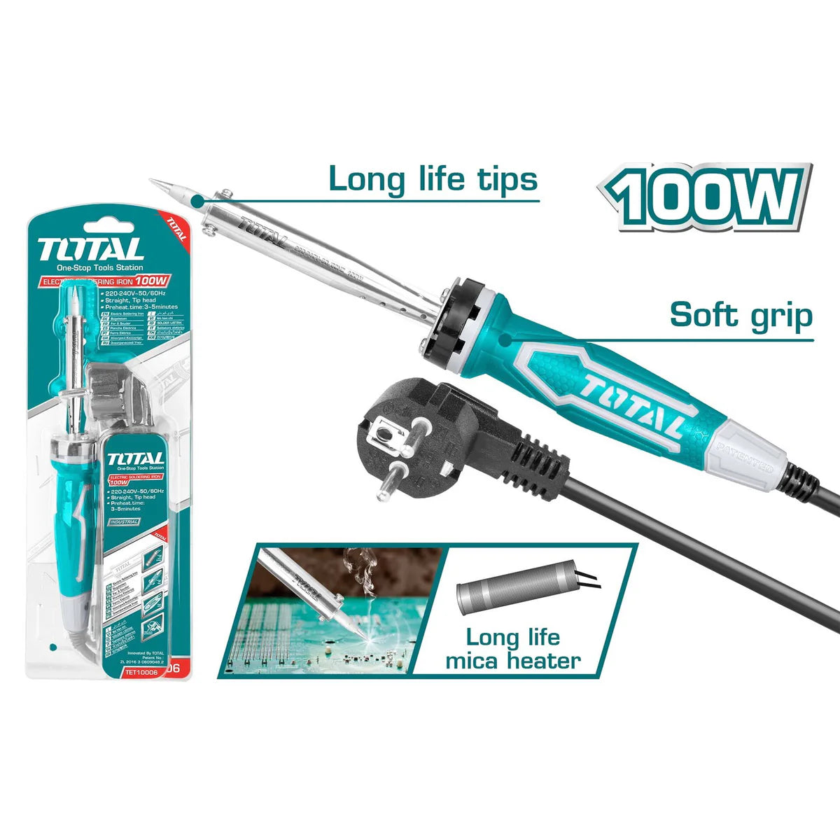 TOTAL TET10006 100W Electric Soldering Iron - High Power
