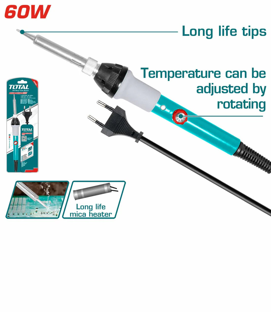 TOTAL TET160831 60W Electric Soldering Iron - Fast Heating