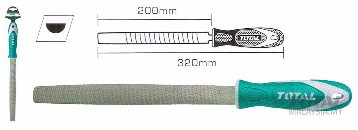 Total Half Round Wood File 200mm THT91686 - T12 Steel