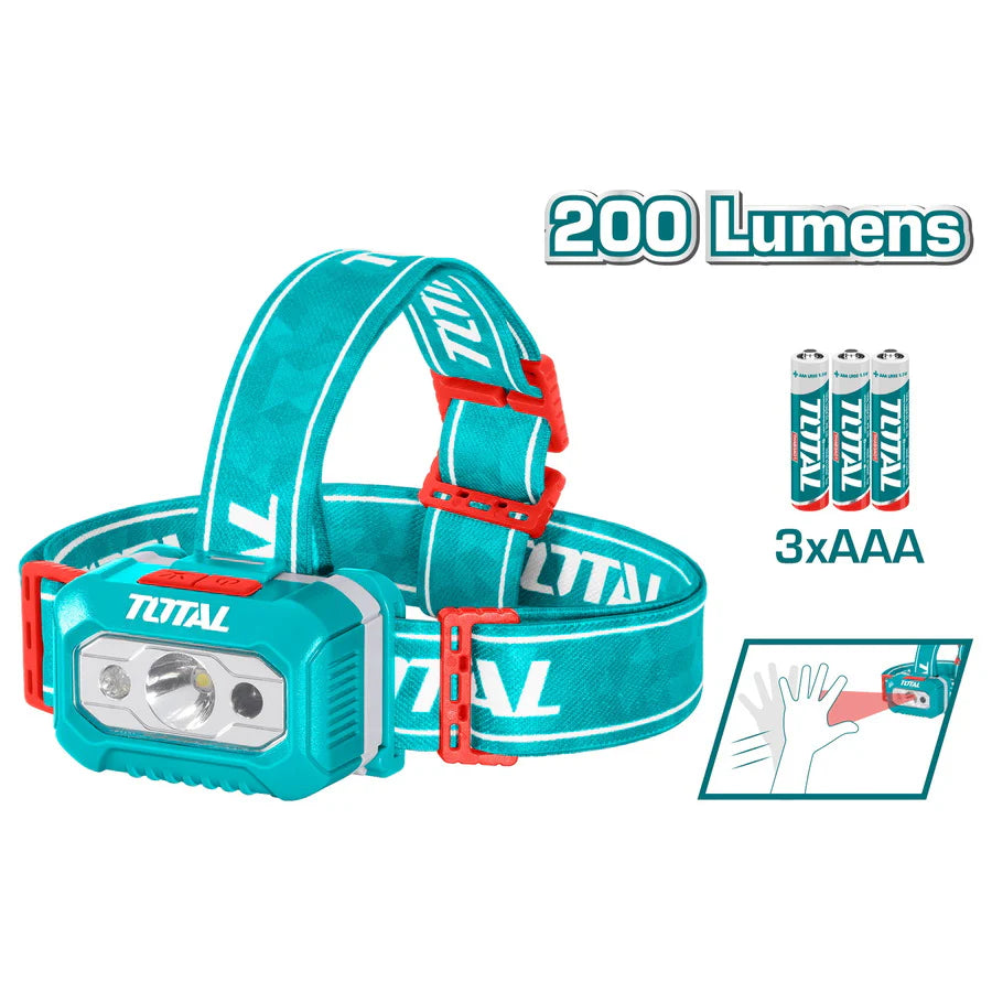 Total Headlamp THL013AAA6, 200/100 Lumens, 91m, IPX4