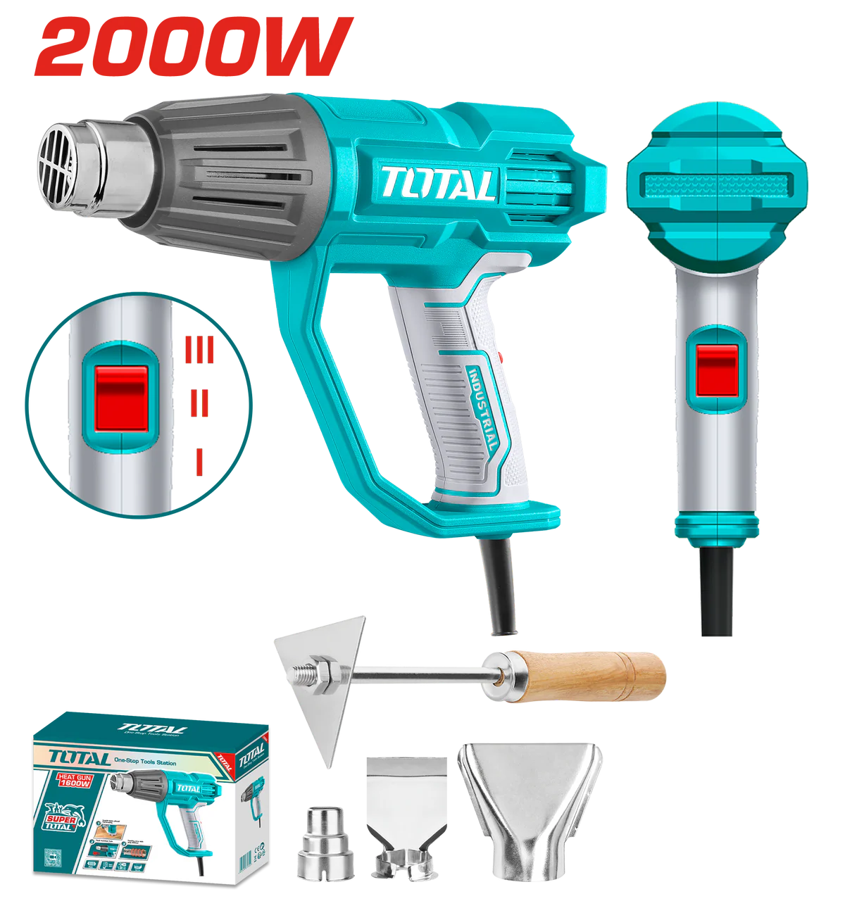 TOTAL TB20078 2000W Heat Gun - Dual Temperature & Airflow