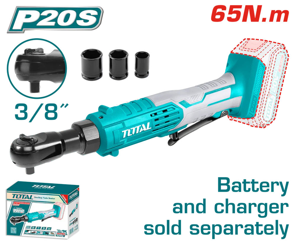 Total 20V Lithium-Ion Cordless 3/8" Drive Ratchet | TDRLI2060151