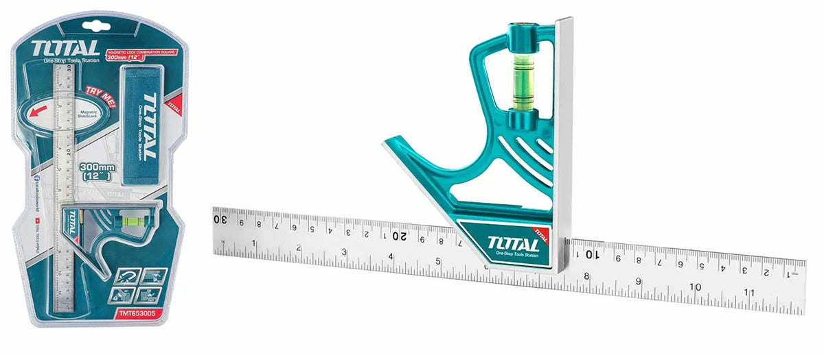 Total TMT653005 Combination Square 300mm - Magnetic Lock, Zinc Body
