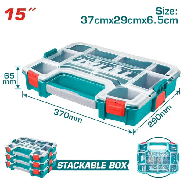 TOTAL TPBX1151 - Durable Plastic Organizer Box w/ Removable Dividers ...