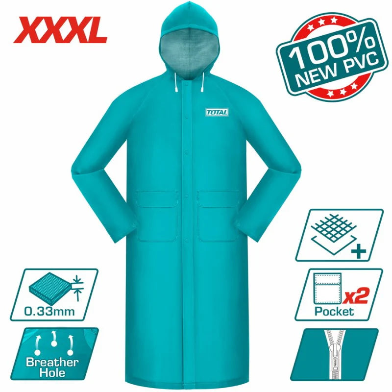 Total Rain Coat (XXXL) 0.33mm PVC/Polyester | Waterproof THTRC031