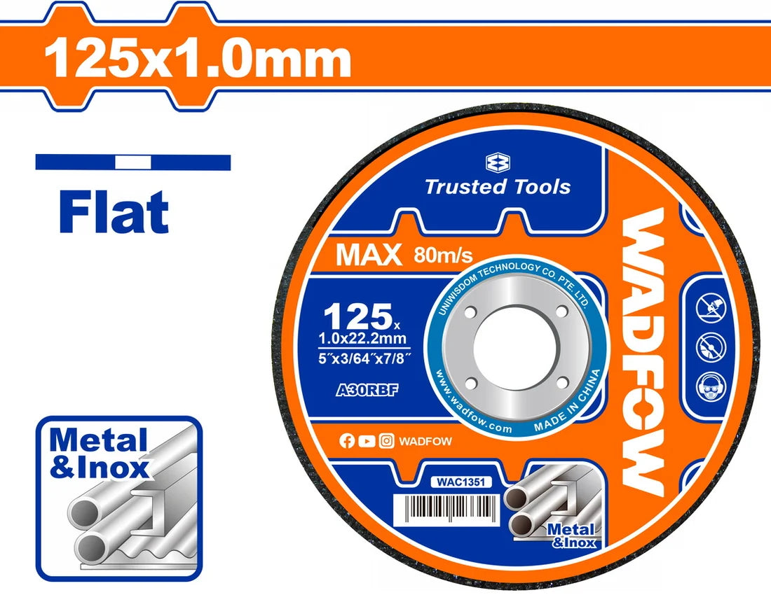 WADFOW 125mm Flat Metal & Inox Cutting Disc WAC1351 Wadfow