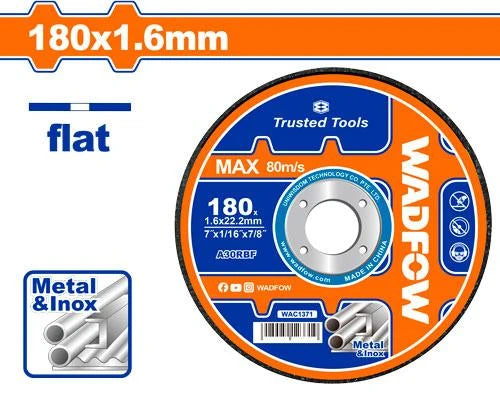WADFOW 180mm Flat Metal & Inox Cutting Disc WAC1371 Wadfow