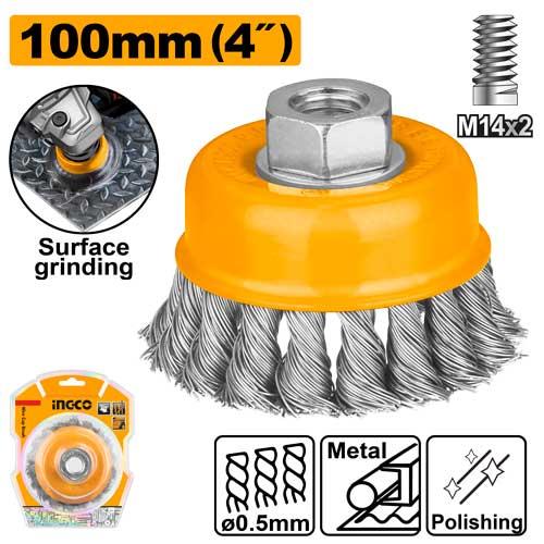 Ingco Cup Twist Wire Brush with Nut | WB21001 Ingco