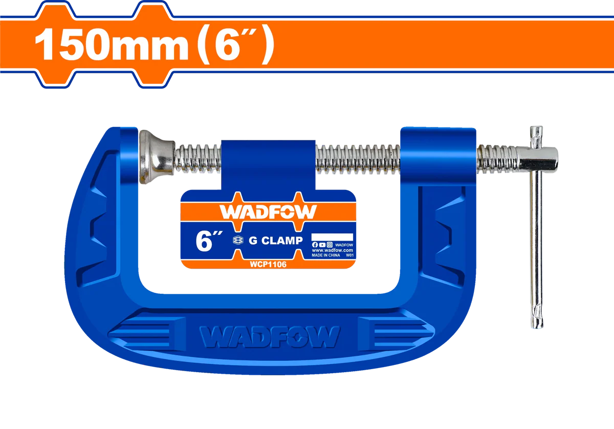 WADFOW 6-Inch G-Clamp Malleable Cast Iron Heavy Duty Industrial Woodworking Metal C-Clamp WCP1106