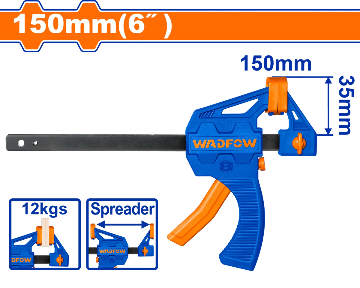 WADFOW 63x300mm Quick Bar Clamp One Handed Pistol Grip Squeeze Trigger Woodworking Spreader WCP4376