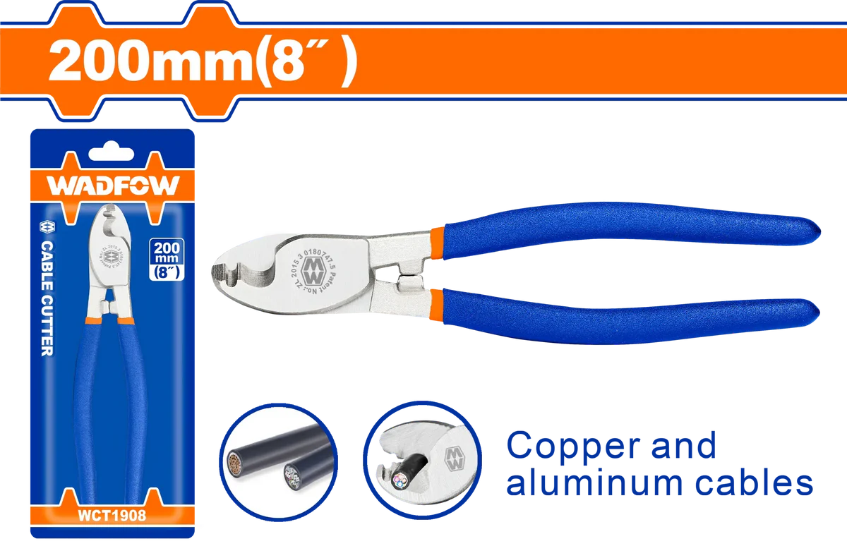 WADFOW 8-Inch Precision Cable Cutter with High-Leverage Shear Jaws WCT1908