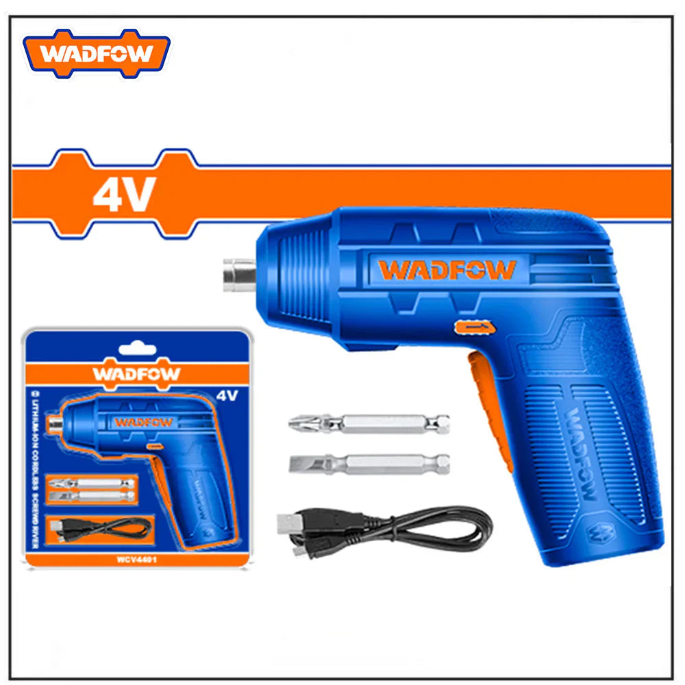 WADFOW 4V Lithium-Ion Cordless Screwdriver with 10-Piece Bit Set WCV4404