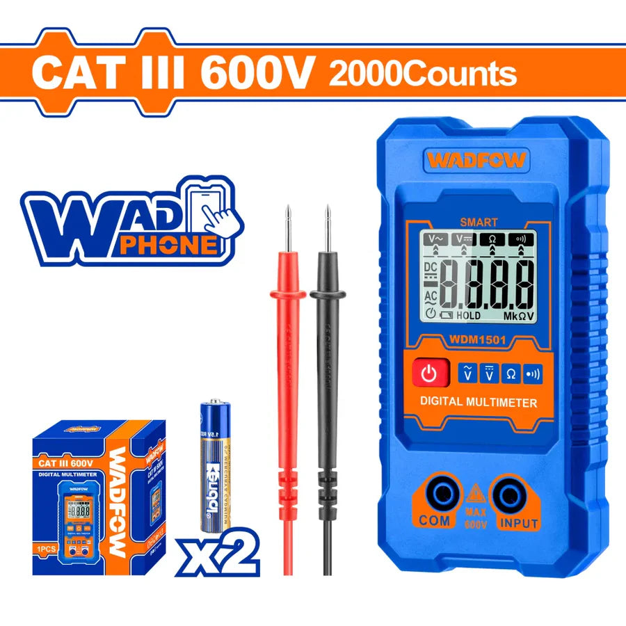 WADFOW Digital Multimeter with LCD Display and Data Hold Function WDM1501