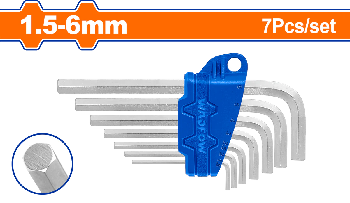 WADFOW 7-Piece Short Arm Metric Hex Key Set 1.5mm to 6mm L-Wrench Allen Set WHK1671 Wadfow