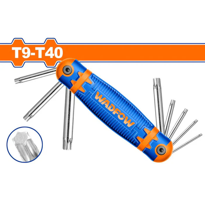 WADFOW 8-Piece Folding Torx Key Set T9 to T40 Cr-V Star Wrench Pocket Driver WHK3281 Wadfow
