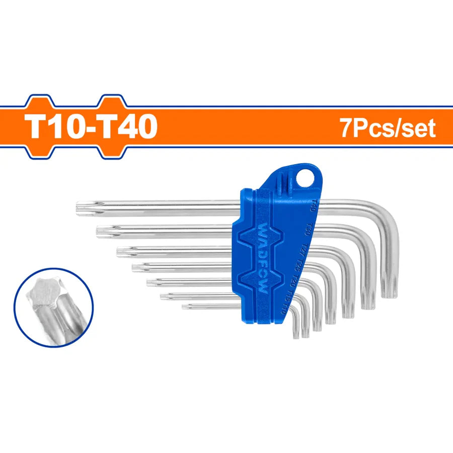WADFOW 7-Piece Short Arm Torx Key Set T10 to T40 Star L-Wrench Set WHK3671 Wadfow